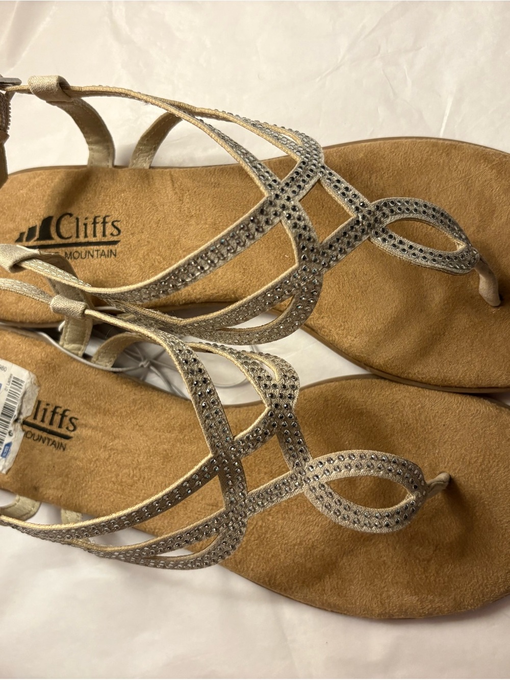 White Mountain Silver Rhinestone Strappy Women's Sandals